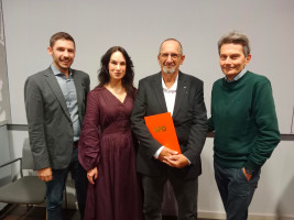 40 Jahre in der SPD: Thomas Merz (2. von rechts; links neben ihm: die OV-Vorsitzenden Melitta Thamm und Frank Schwarz)